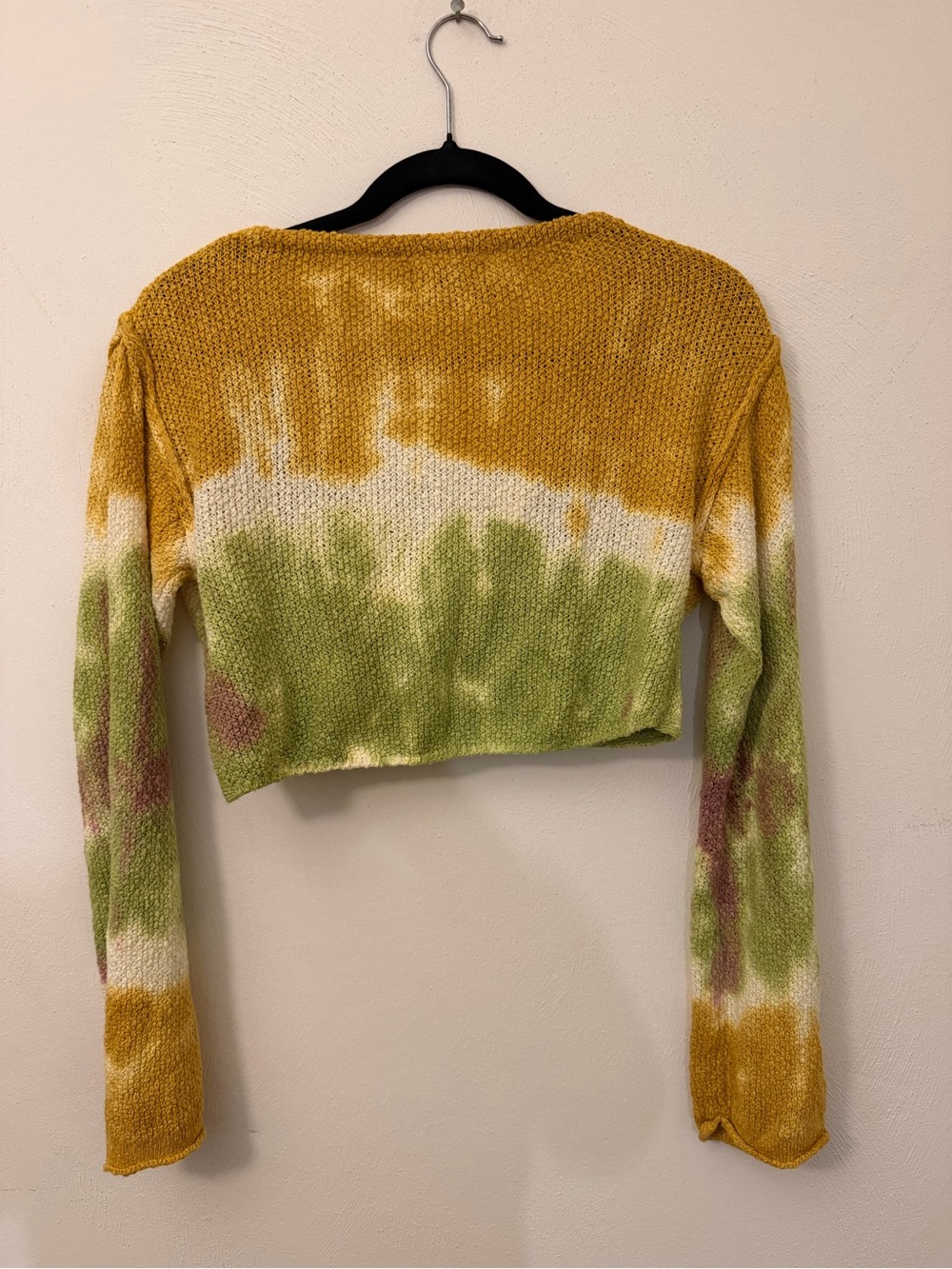 Urban Outfitters Mustard Green Tie-Dye Cropped Wrap Top - Picture 2 of 3